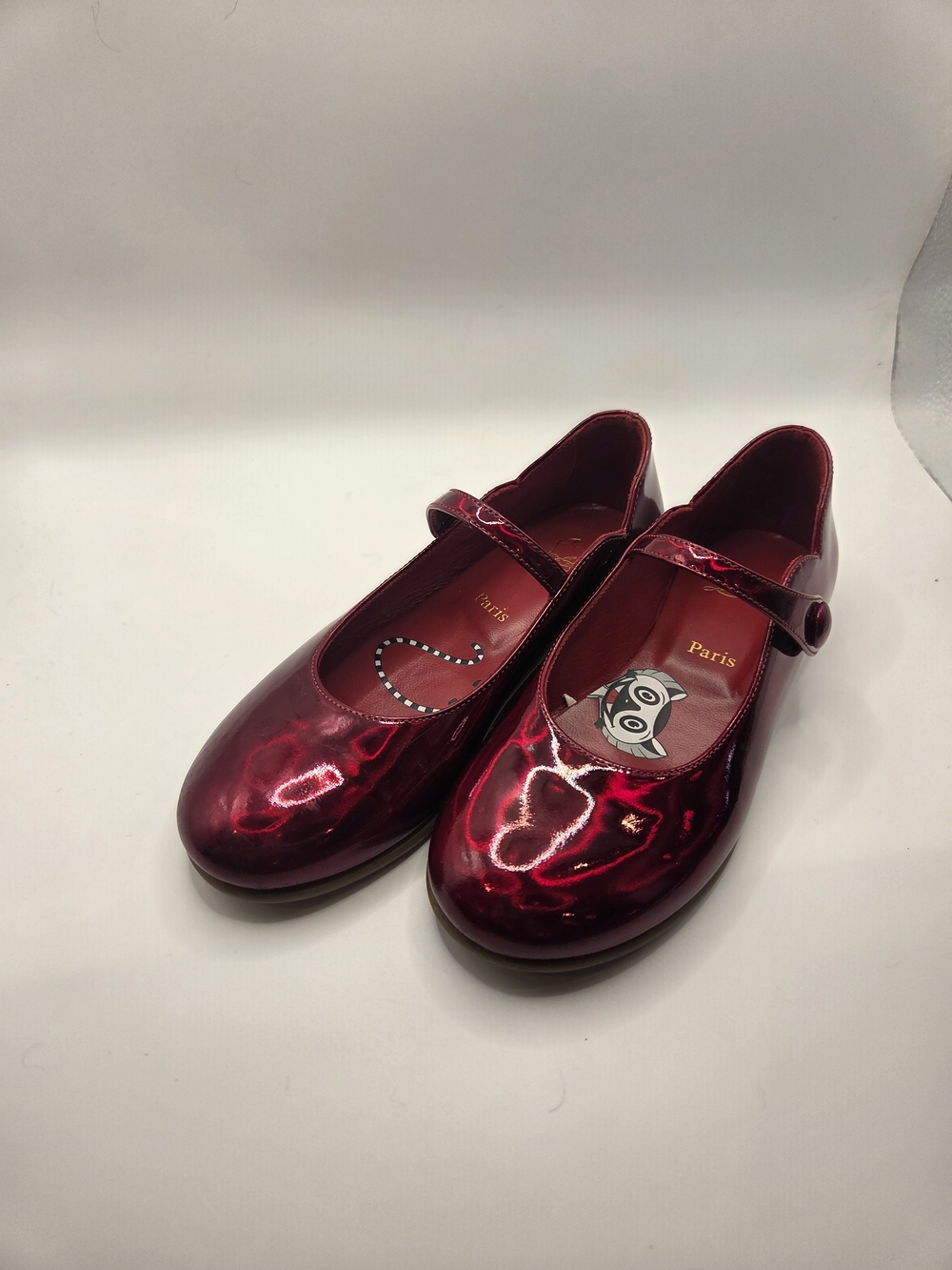 Christian Louboutin Metallic Red Patent Melodie Chick Flats